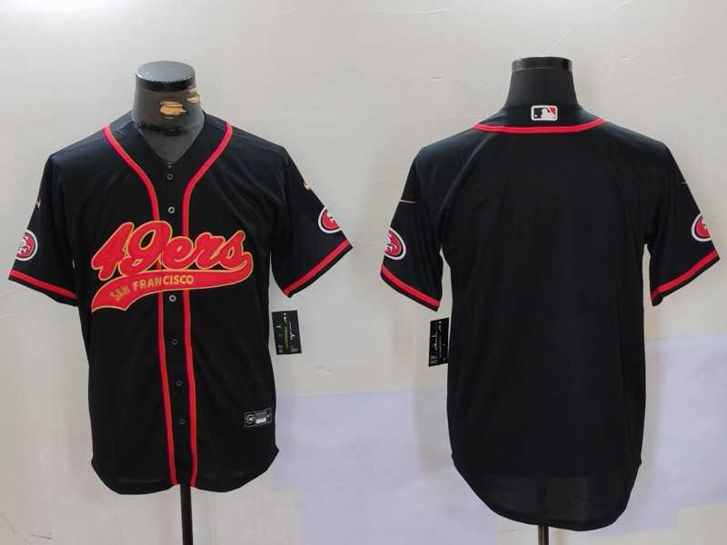 Mens San Francisco 49ers Black With Patch Cool Base Stitched Baseball Jersey